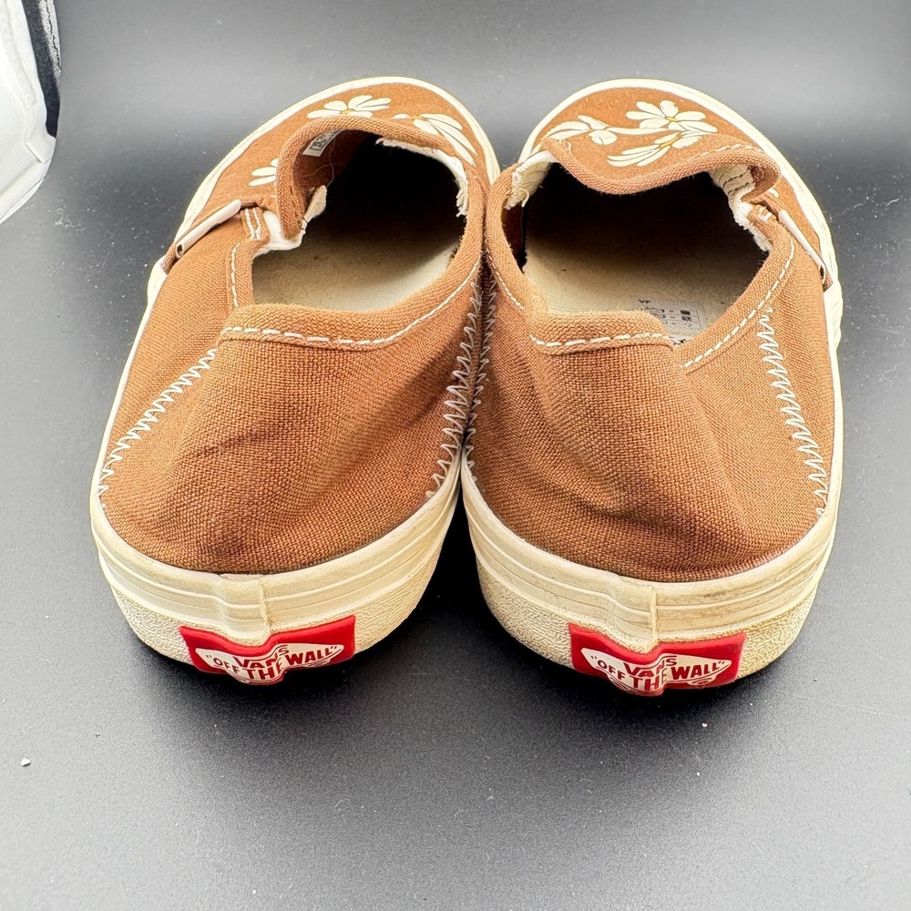 Vans Brown Slip-On Sneakers with White Daisy Print - Picture 4 of 10